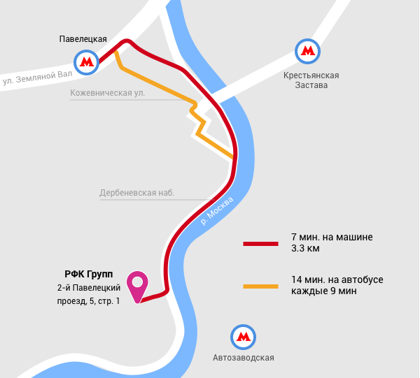 Схема проезда к офису РФК Групп в Москве